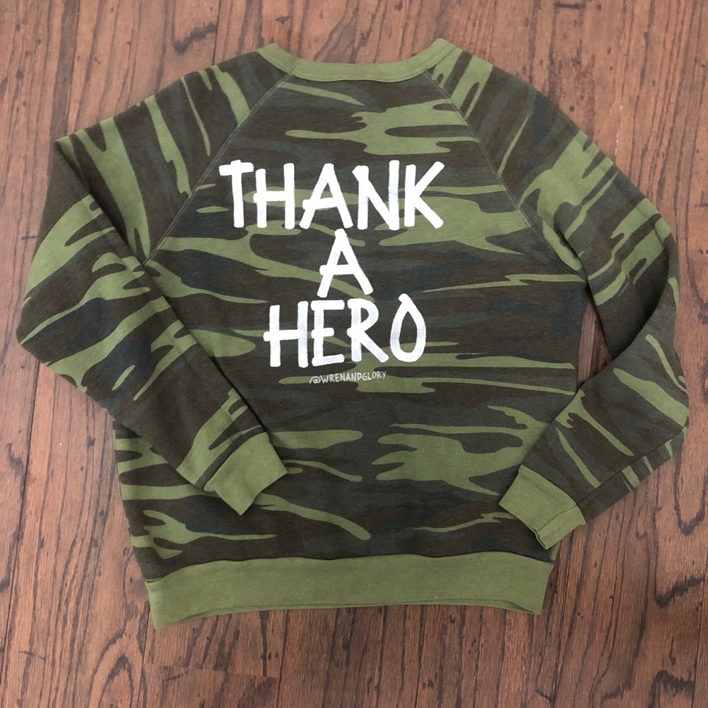 Wren + Glory Thank a hero sweatshirt camo
